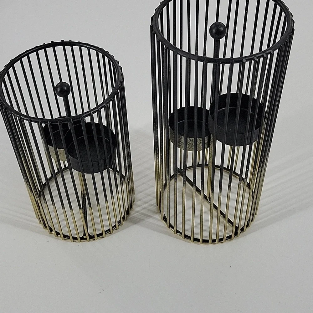 Elegant Black and Gold Candle Holders NEW